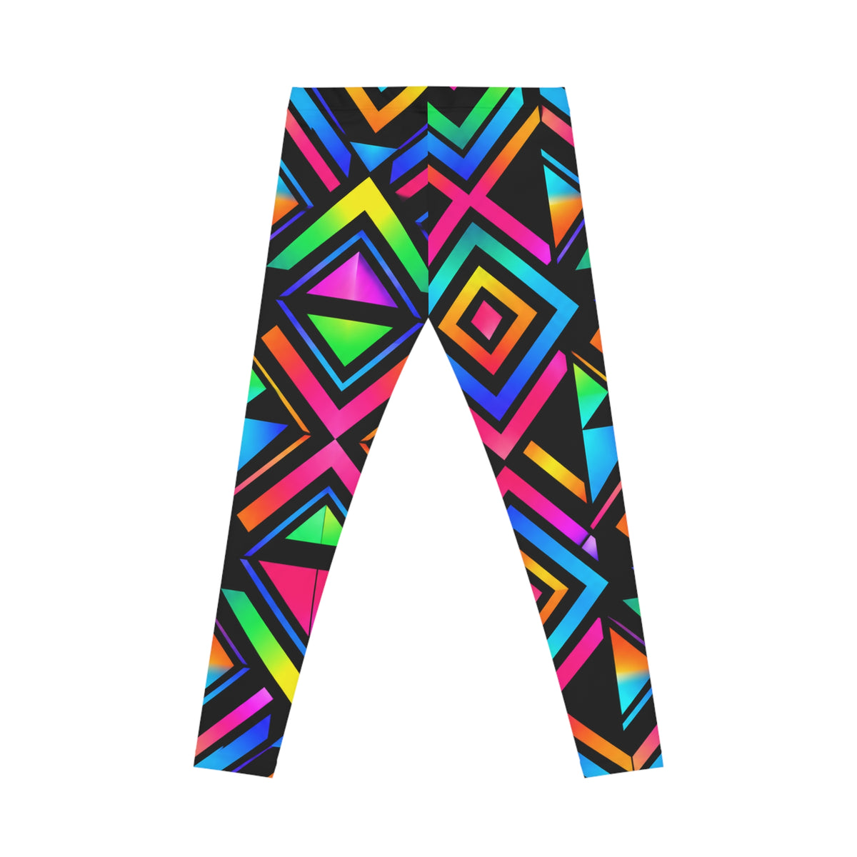 Neon Geo Pop Leggings — Vibrant Rainbow Geometric AOP Leggings