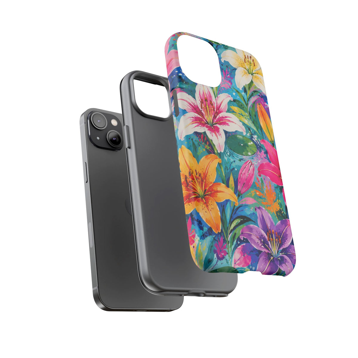 Floral Lily Tough Phone Case — Colorful Tropical Flower Protective Cover