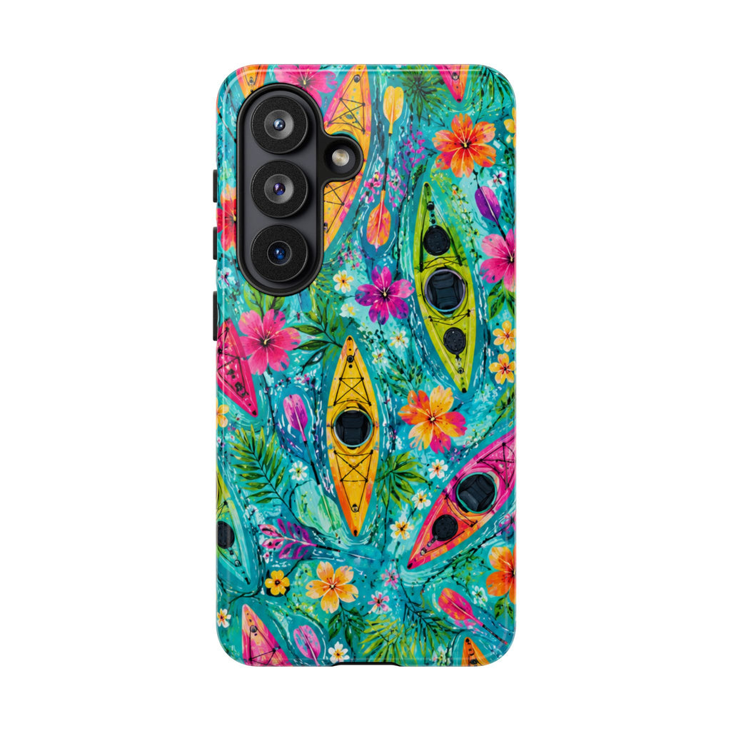 Tropical Kayak Phone Case – Colorful Floral Waterproof Pattern