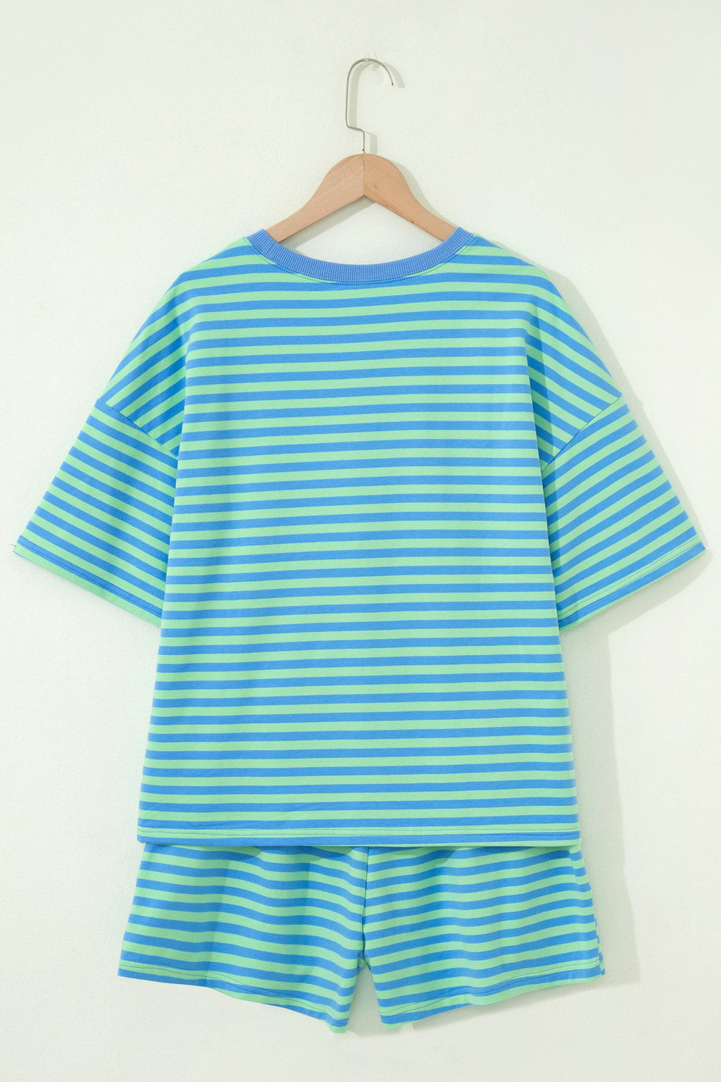 Stripe Top & Elastic Waist Shorts Set