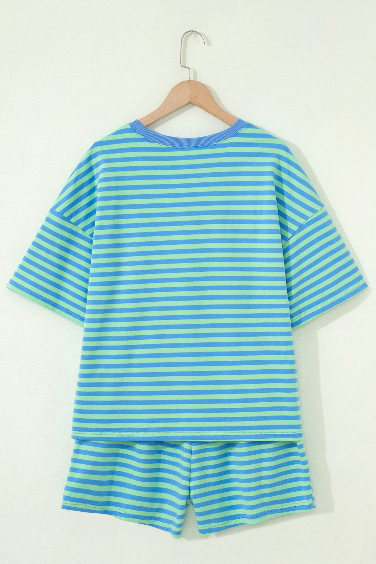 Stripe Top & Elastic Waist Shorts Set