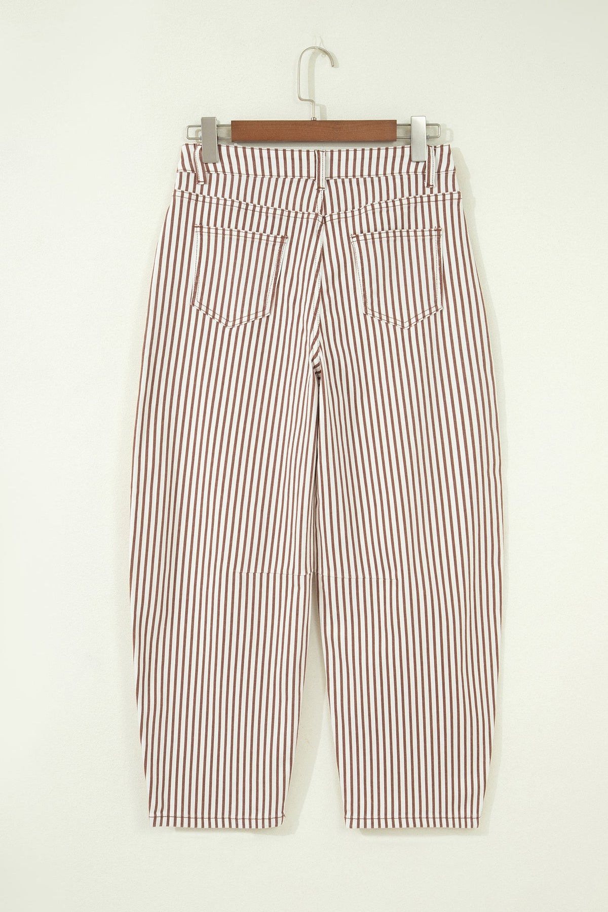 Stripe Denim High Waist Barrel Leg Jeans