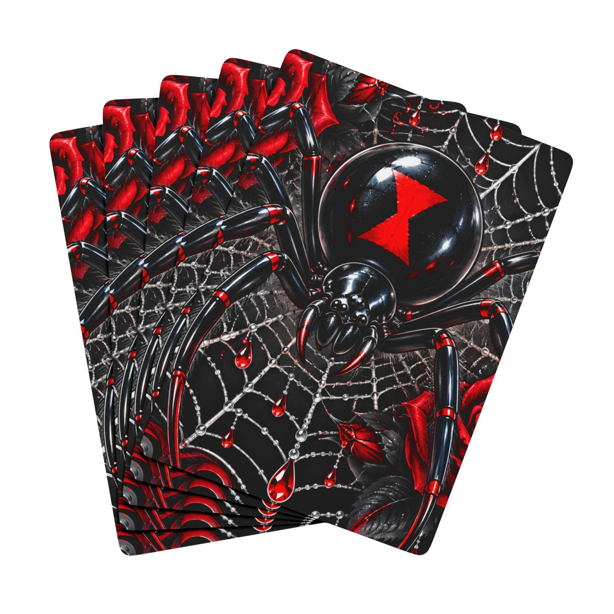 Spiderweb Gothic Poker Playing Cards — Red & Black Deck
