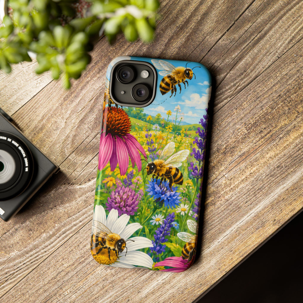 Bee Meadow Phone Case — Floral Honeybee Protective Cover