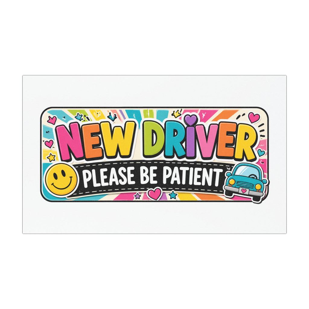 New Driver Please Be Patient Car Magnet | Rainbow Smile Design