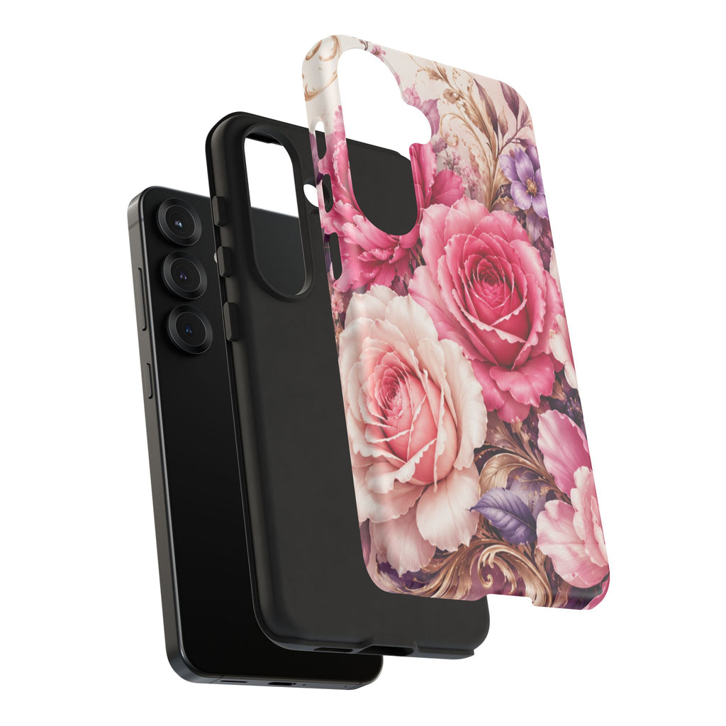 Pink Vintage Roses phone case | floral iPhone cover