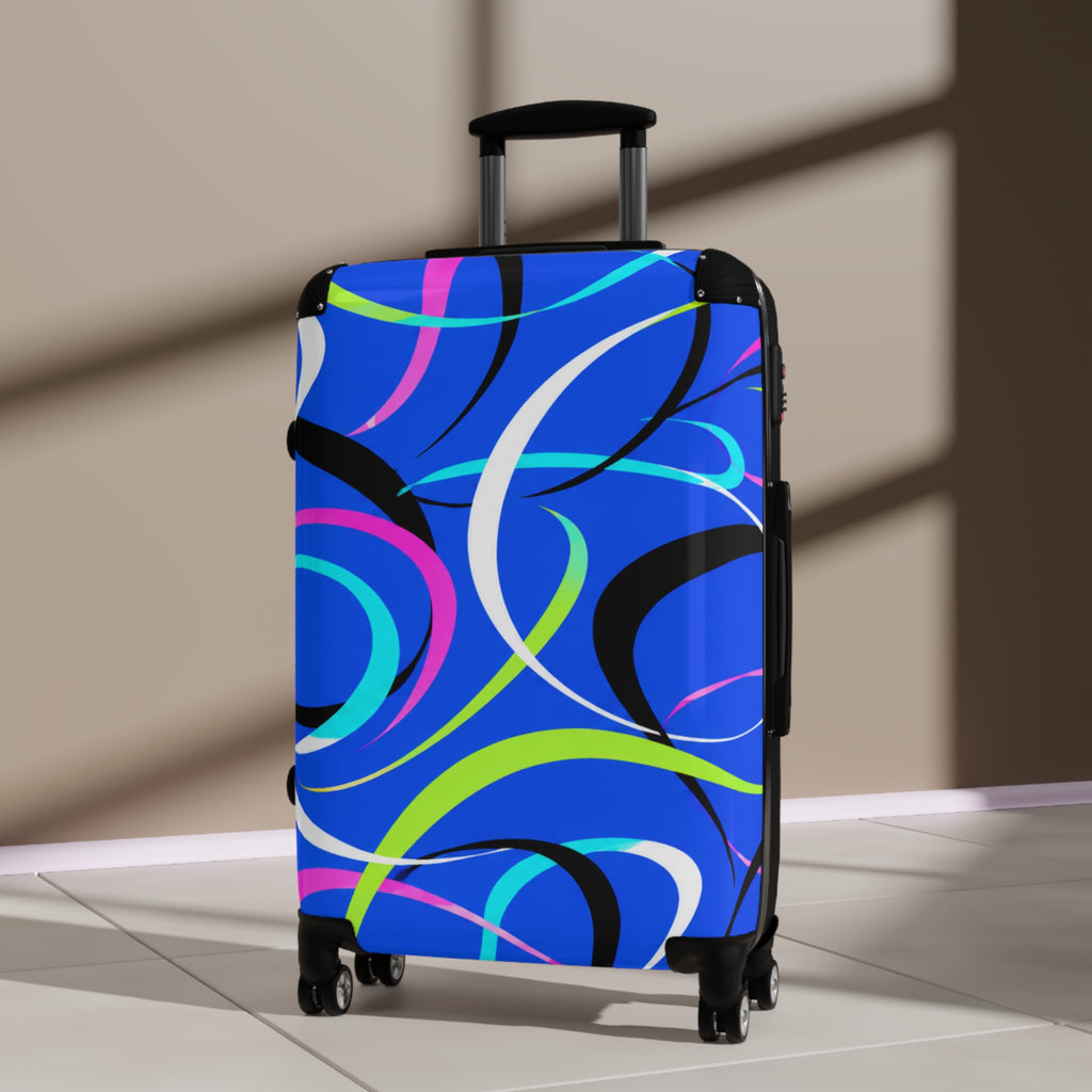 Blue Swirl Carry-On Suitcase – Colorful Modern Travel Luggage