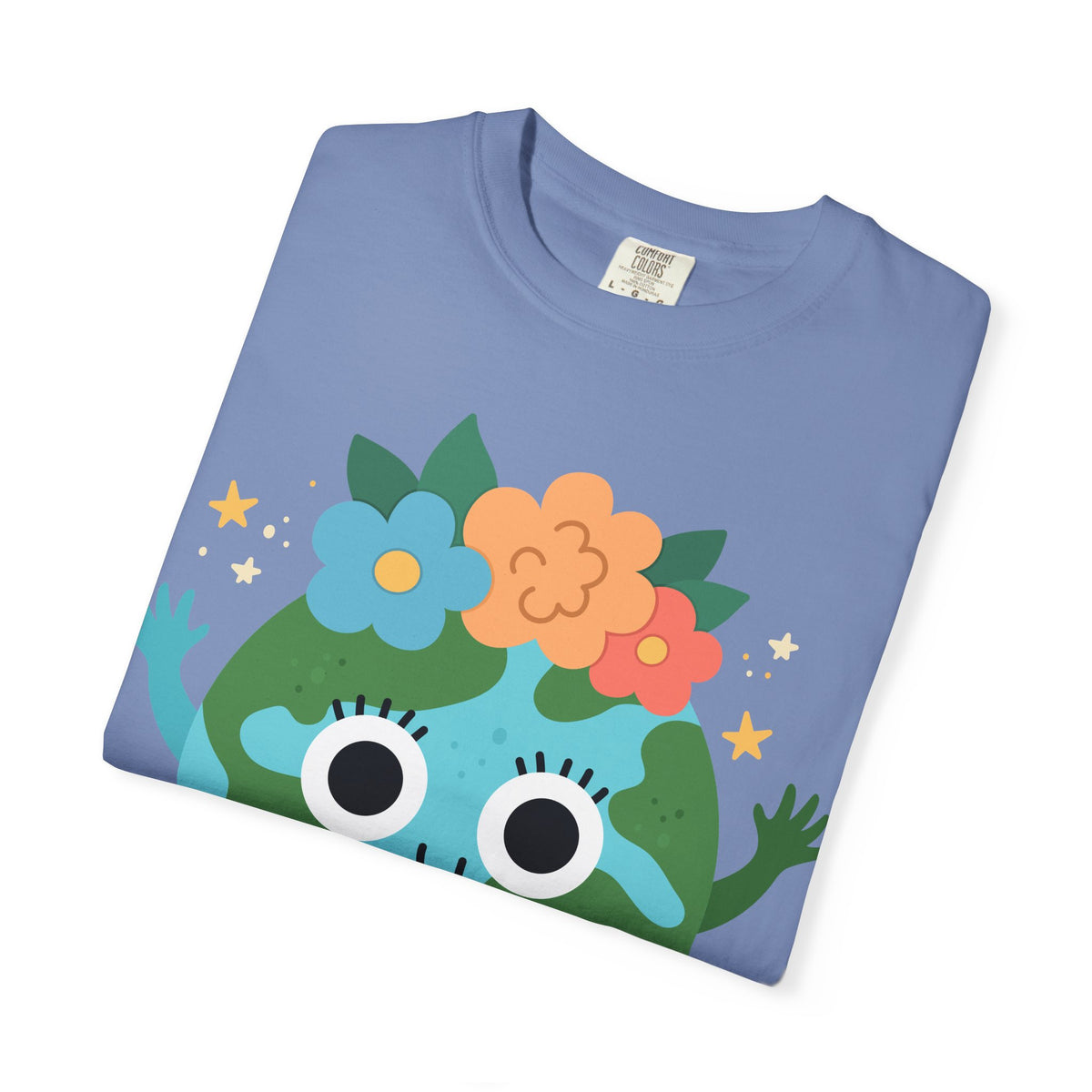 Flower Crown Earth Illustration T-shirt | Cute Planet Graphic