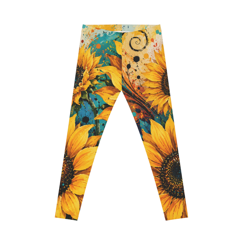 Sunflower Splash Leggings — Vibrant Floral Women's Casual Leggings