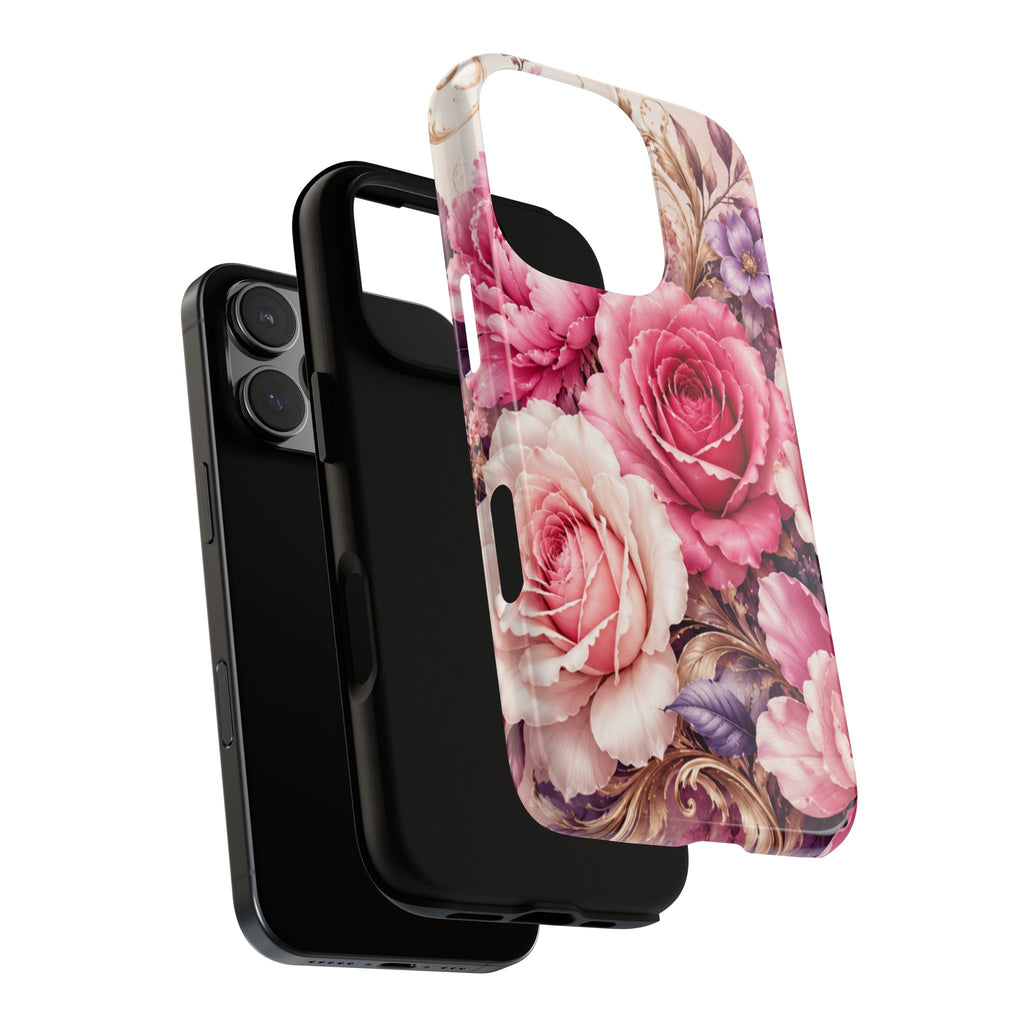 Pink Vintage Roses phone case | floral iPhone cover
