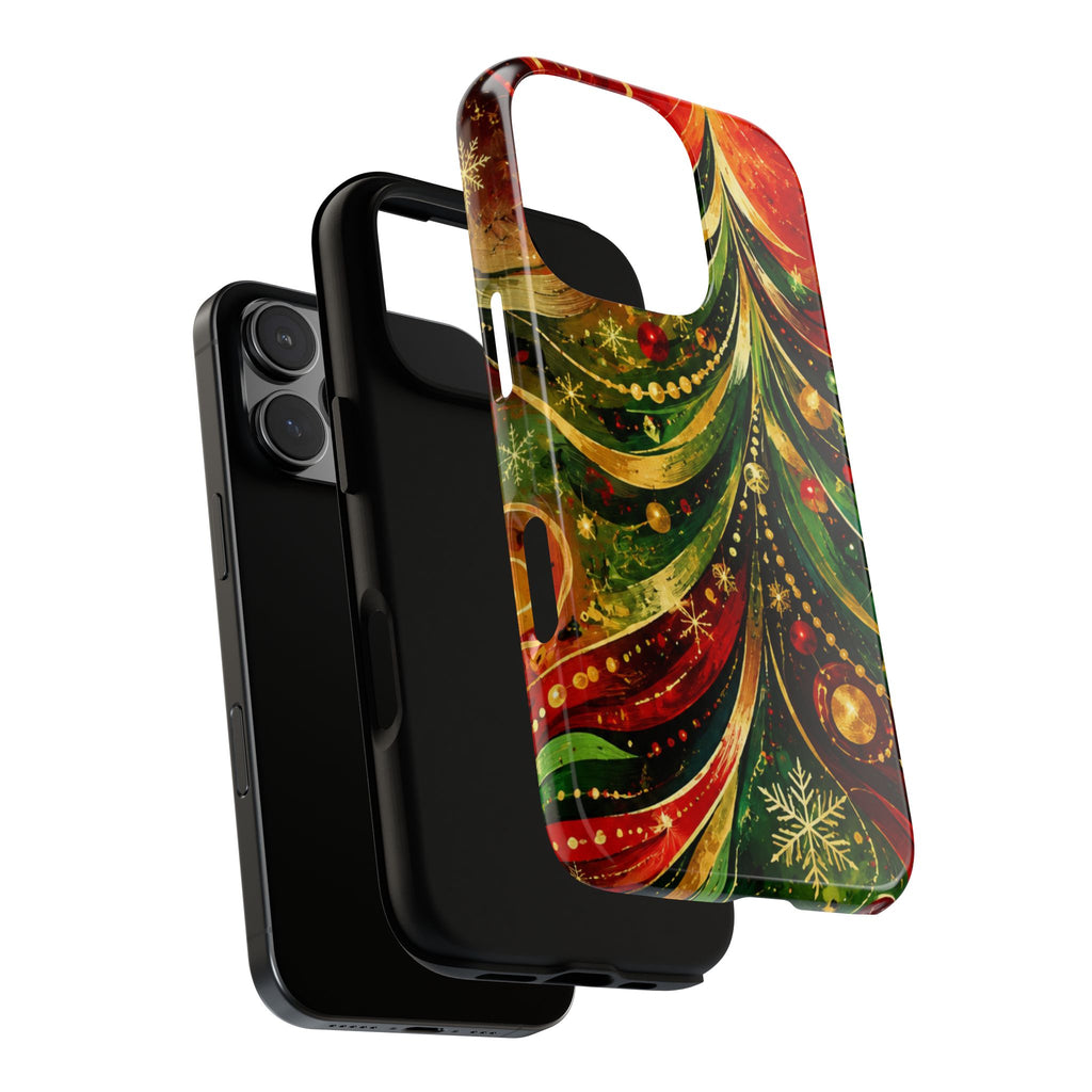 Christmas Tree Tough Phone Case — Festive Red & Green Holiday Phone Cover