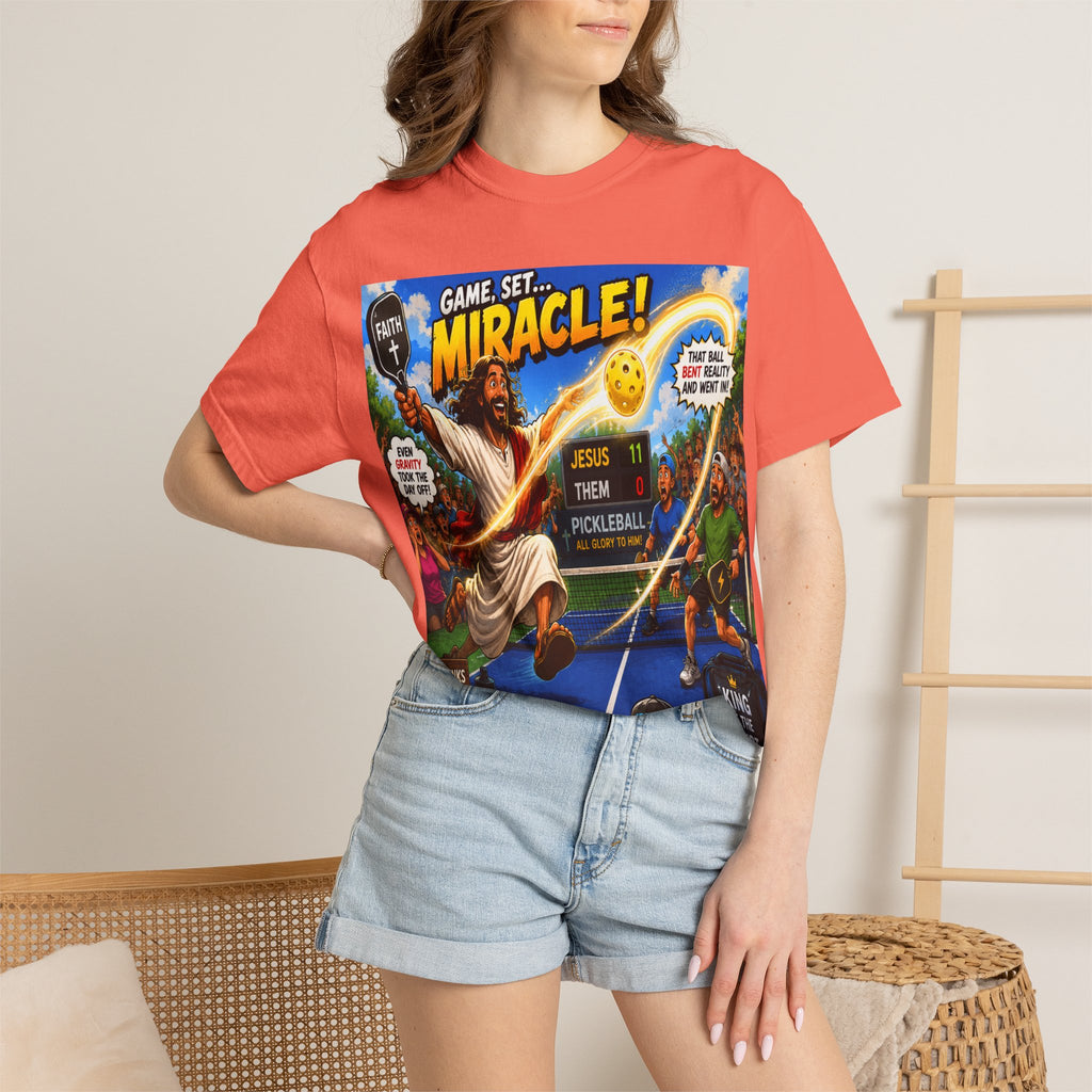 Game, Set, Miracle! Jesus Pickleball Graphic T-Shirt
