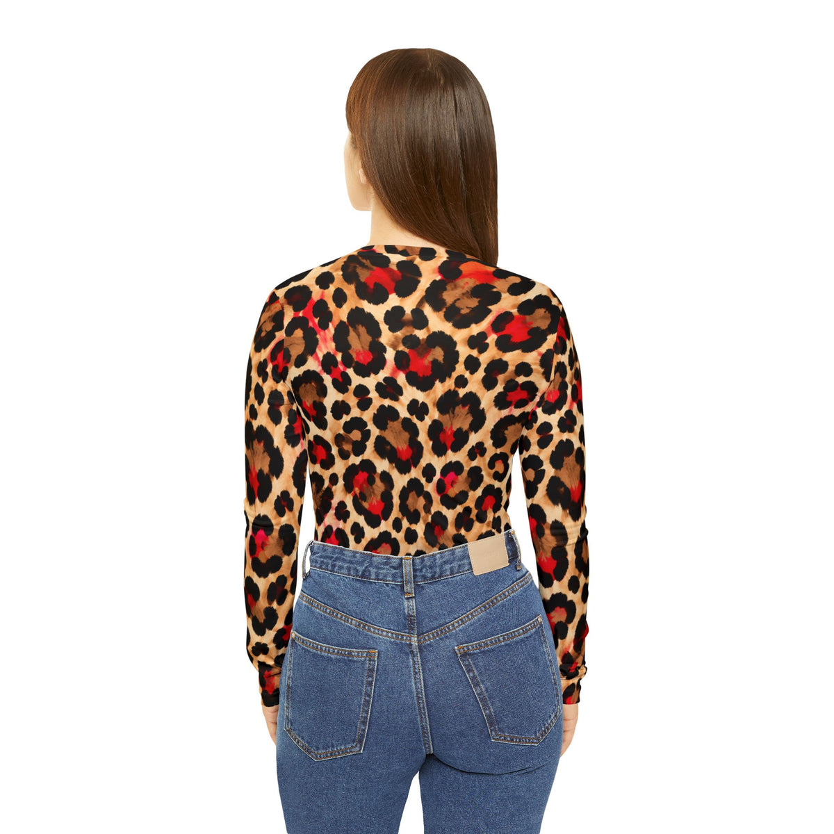 Leopard Print V-Neck Long Sleeve Top