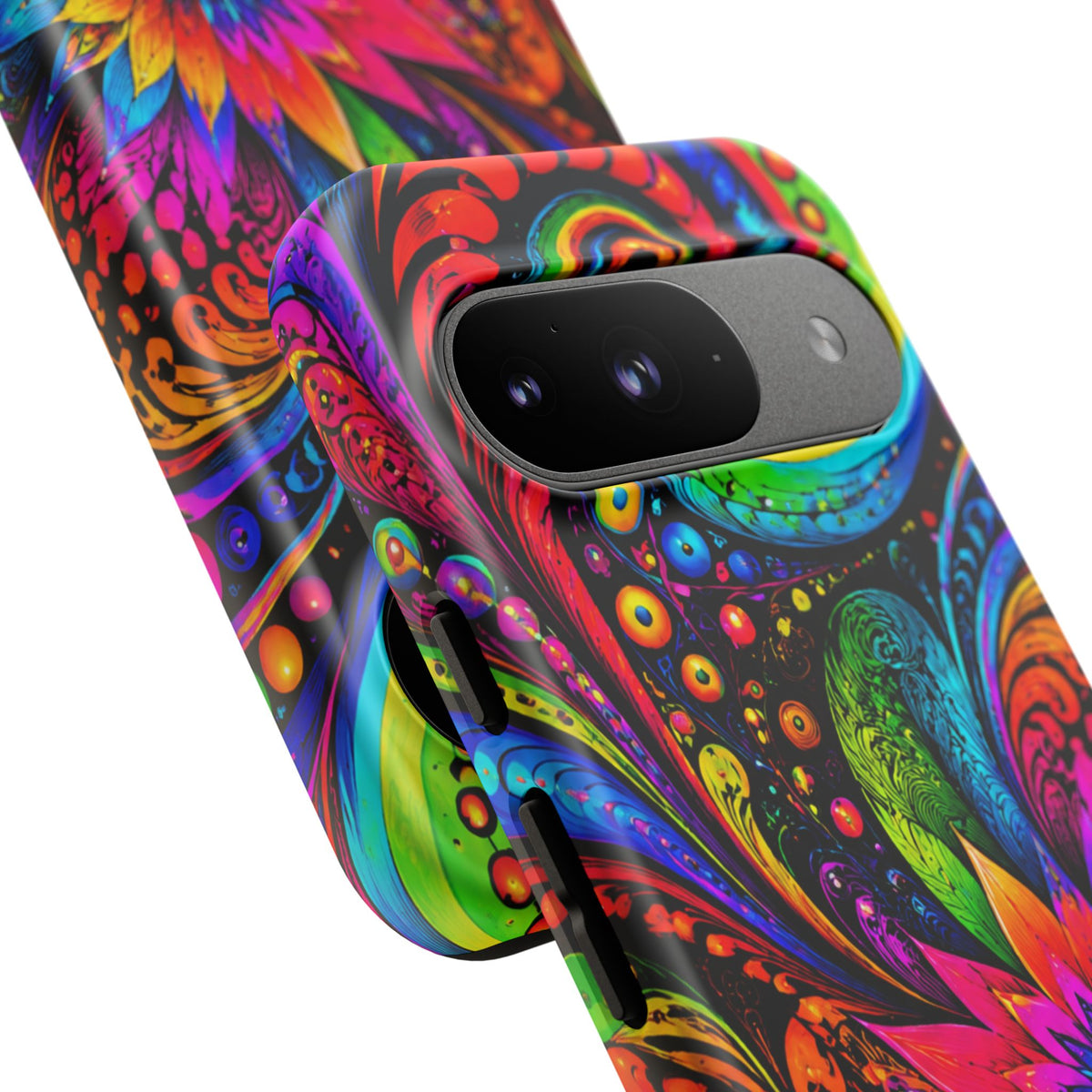 Psychedelic Floral Phone Case — Vibrant Swirl Tough Protective Cover