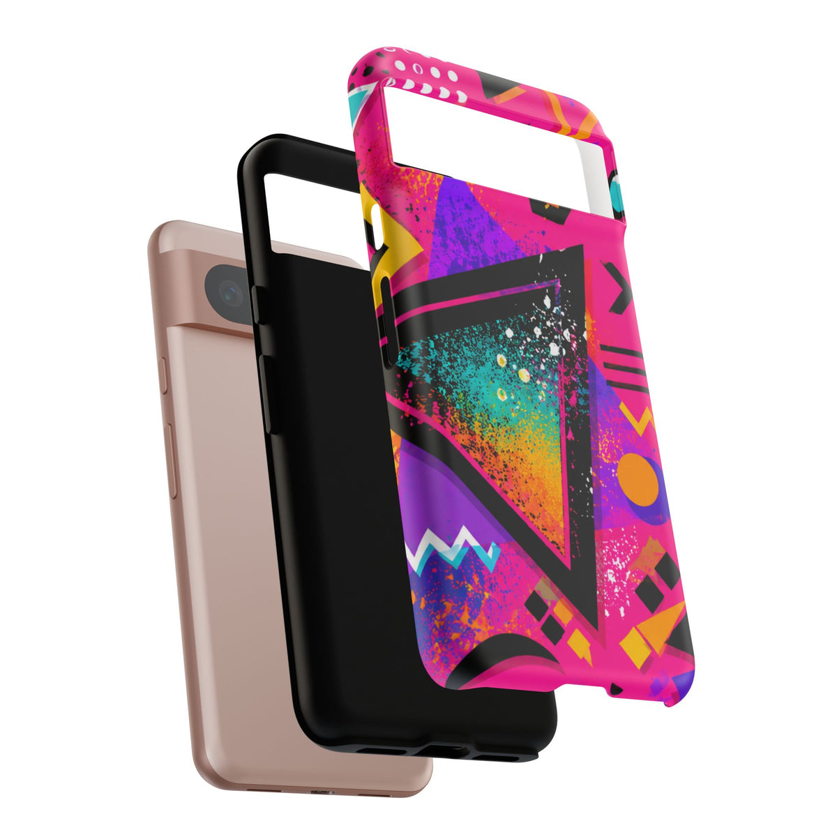 Retro 80s Geometric Phone Case — Neon Triangle Tough Case