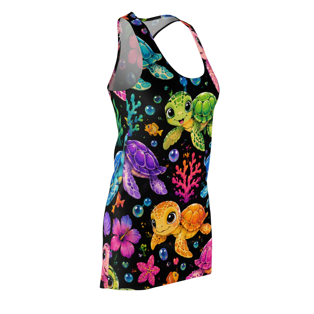 Cute Rainbow Sea Turtle Racerback Dress — Colorful Tropical Ocean Print