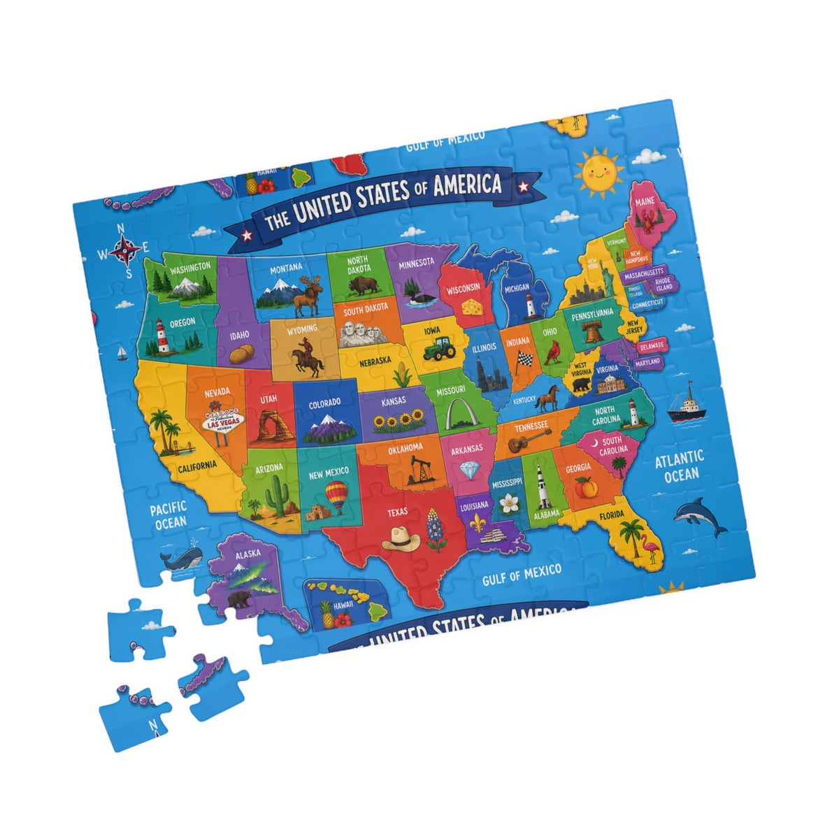 United States Map Puzzle 520-Piece jigsaw | US States educational game