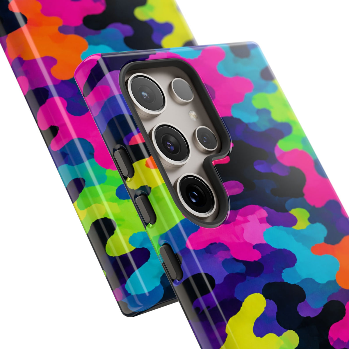Neon Camo Tough Phone Case — Bright Rainbow Protective iPhone Cover