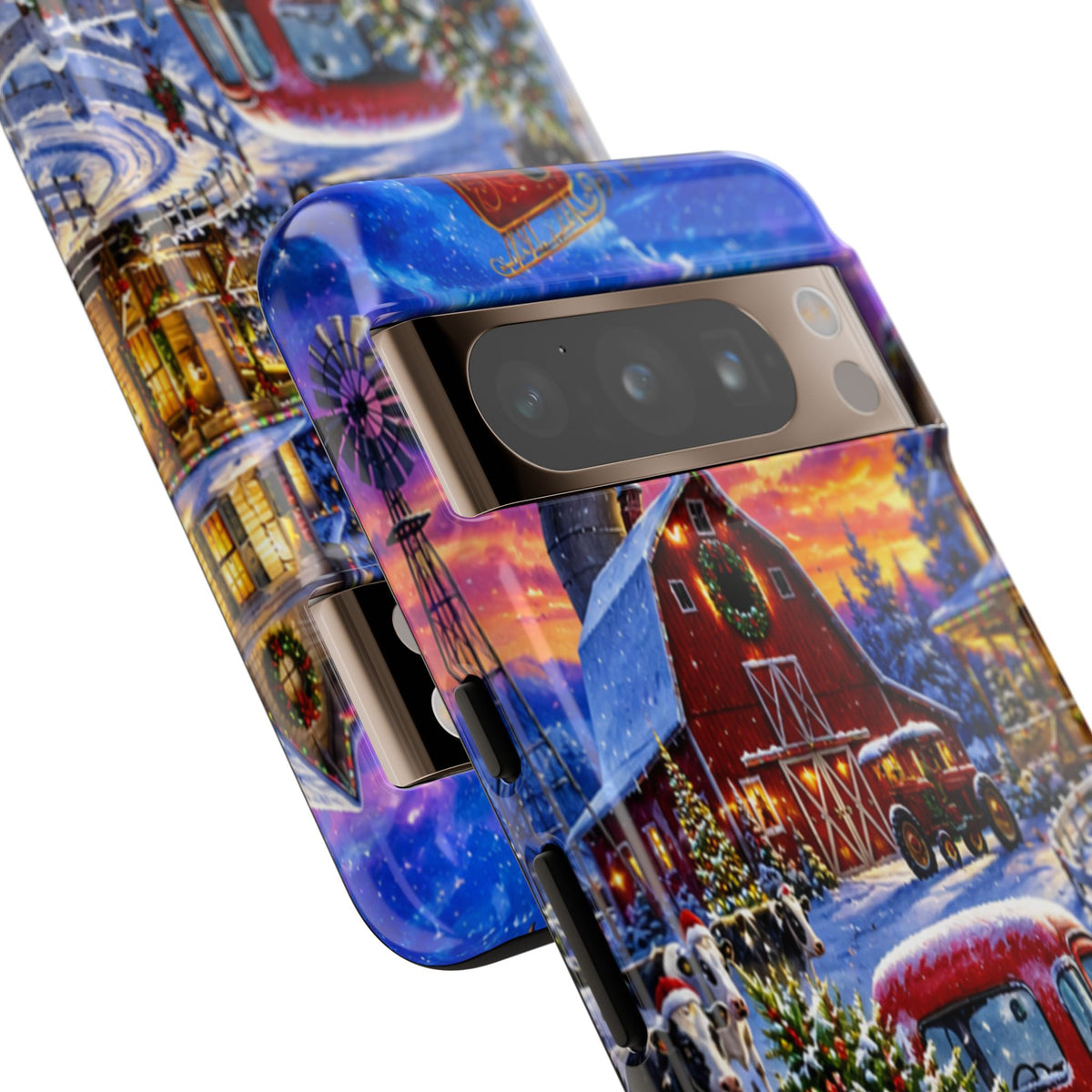 Christmas Farm Phone Case — Vintage Red Truck in Snowy Holiday Scene