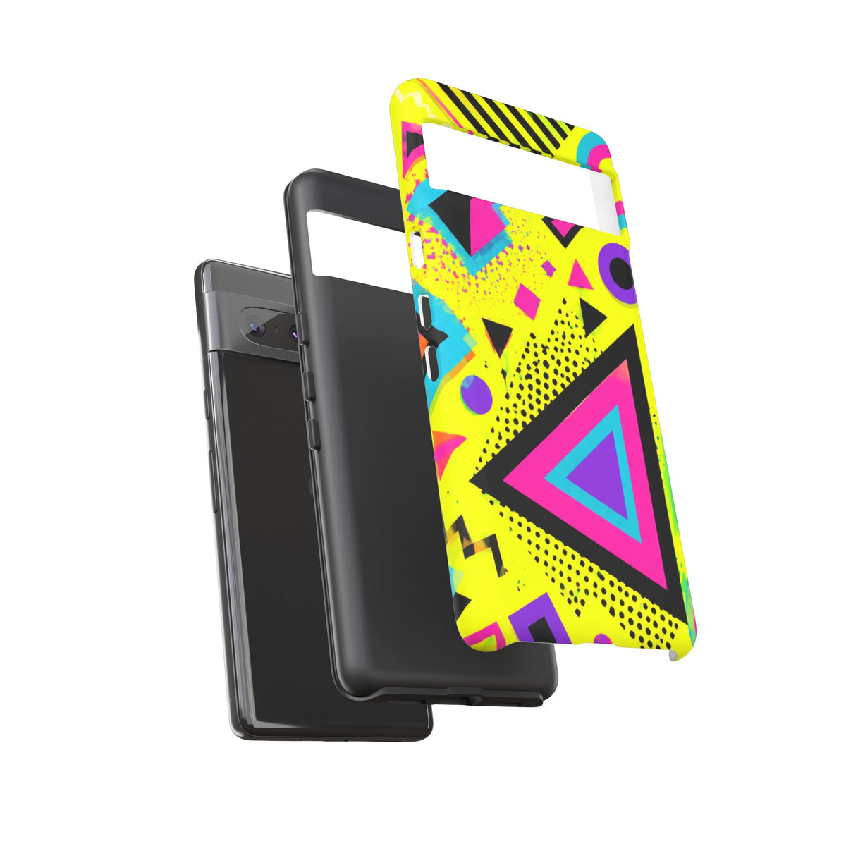 Retro 80s Geometric Phone Case — Neon Memphis Triangle Design