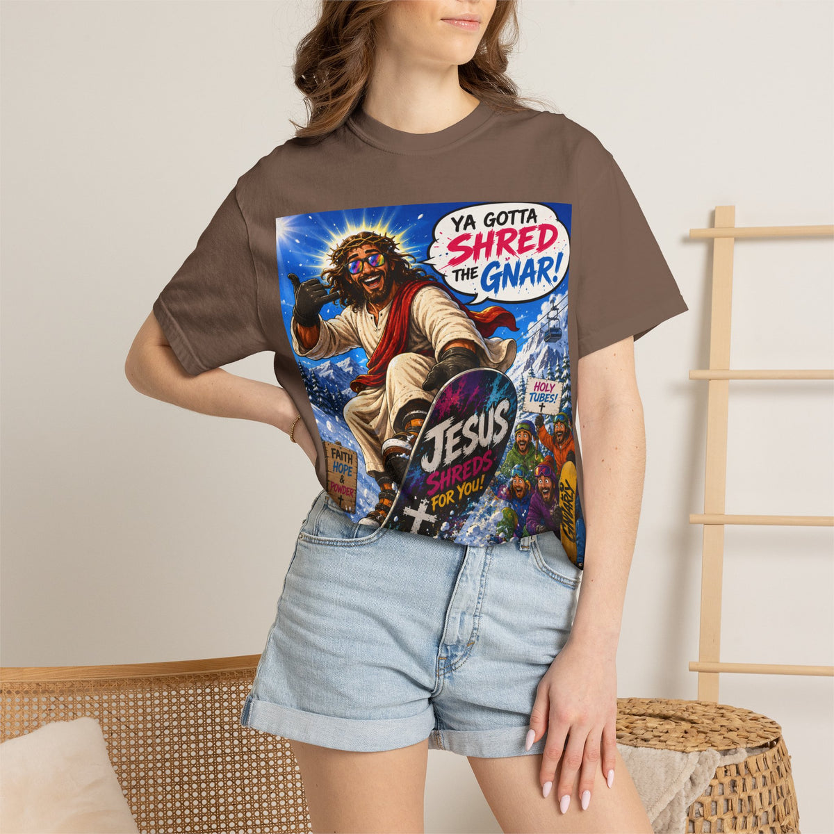 Jesus Skateboarding Shred the Gnar T-shirt | Christian Skateboard Design
