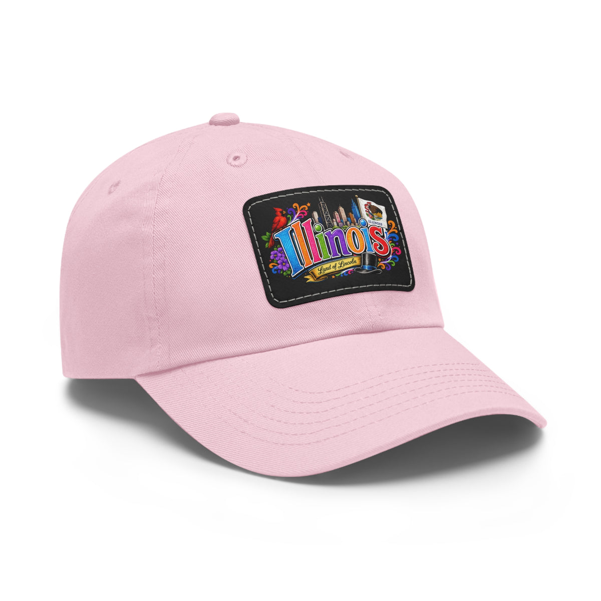 Illinois Patch Dad Hat | Leather Rectangle Patch, State Travel Hat