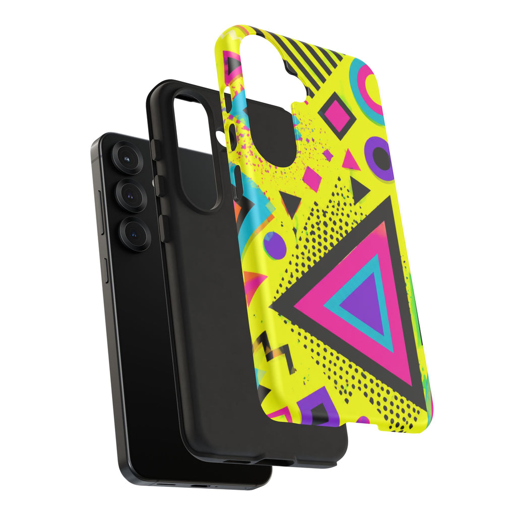 Retro 80s Geometric Phone Case — Neon Memphis Triangle Design