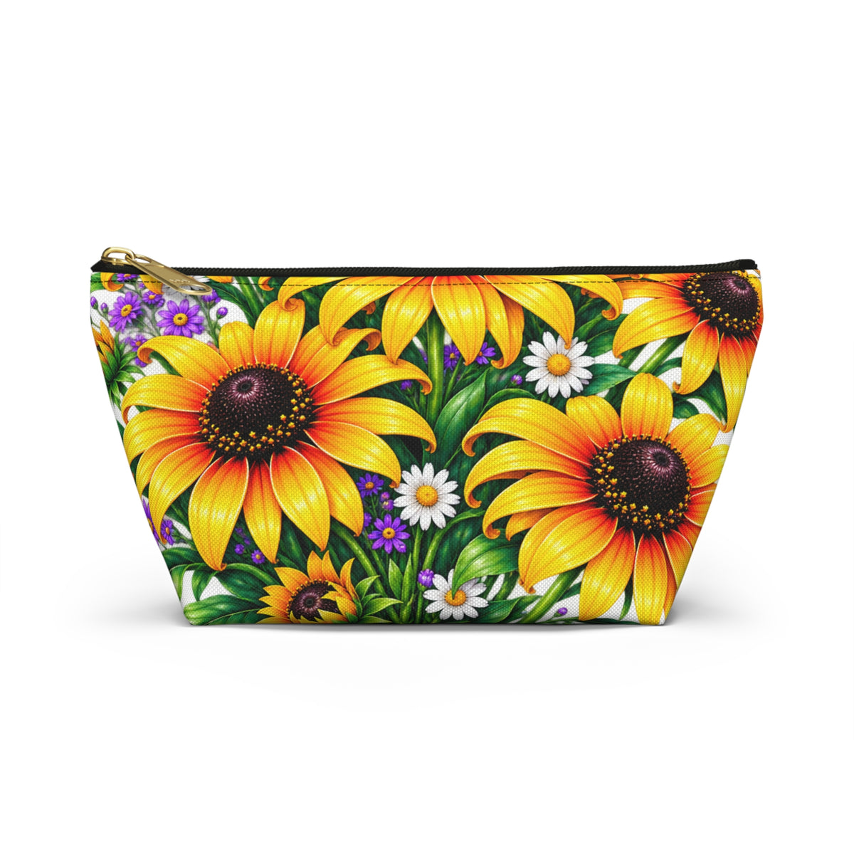 Sunflower Floral Accessory Pouch — Bright Botanical Makeup & Travel Bag