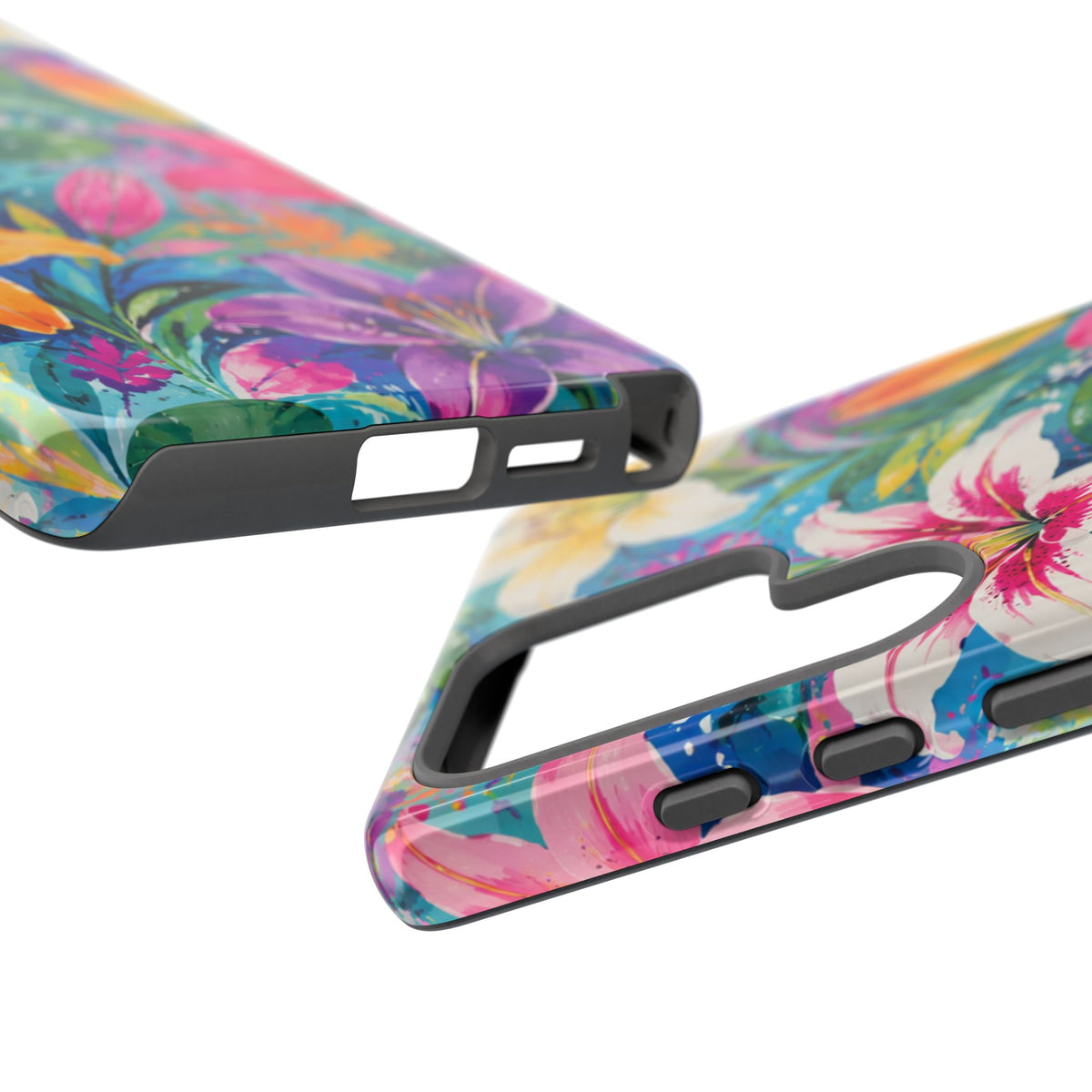 Floral Lily Tough Phone Case — Colorful Tropical Flower Protective Cover
