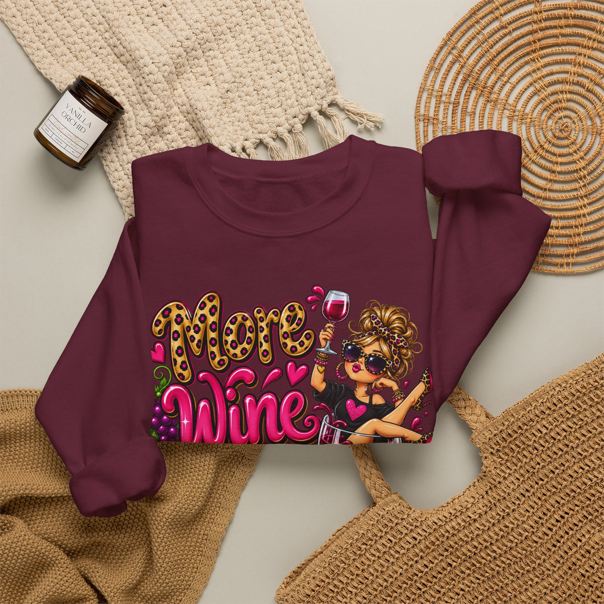 More Wine Please Sweatshirt — Funny Wine Lover Crewneck
