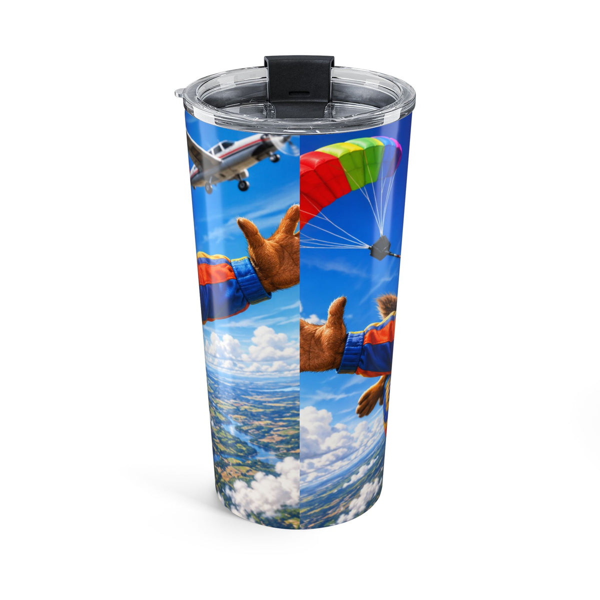 20oz Skydiving Chipmunk Tumbler — Cute Adventure Travel Drinkware