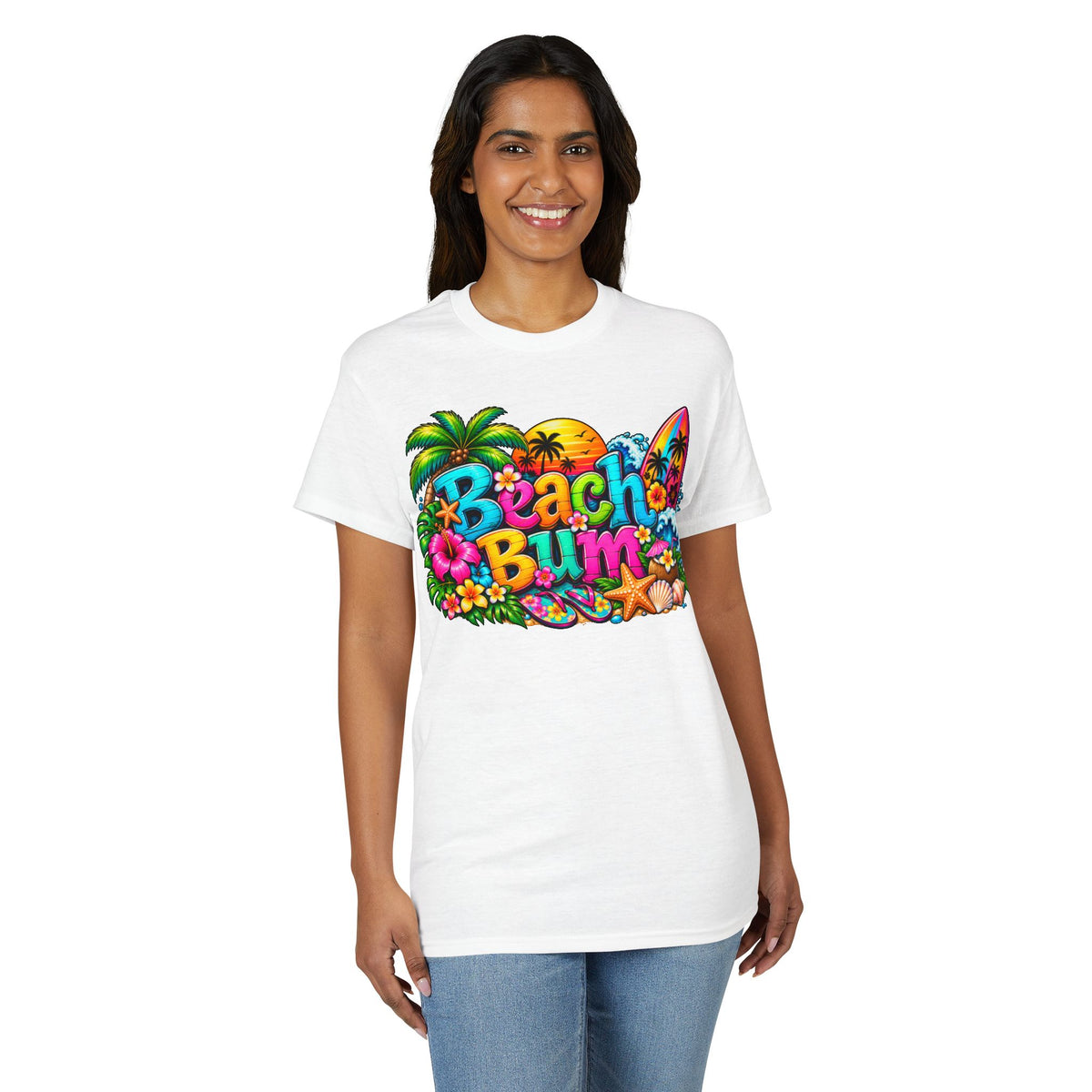 Beach Bum T-Shirt — Colorful Surf & Tropical Graphic Tee