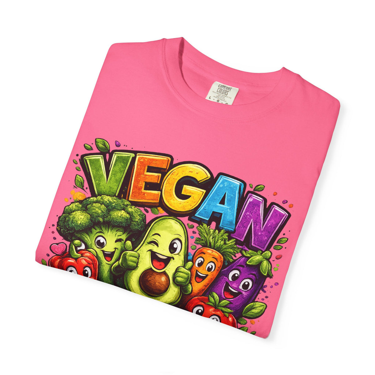 Vegan for Life T-Shirt | Colorful Cartoon Veggies Tee