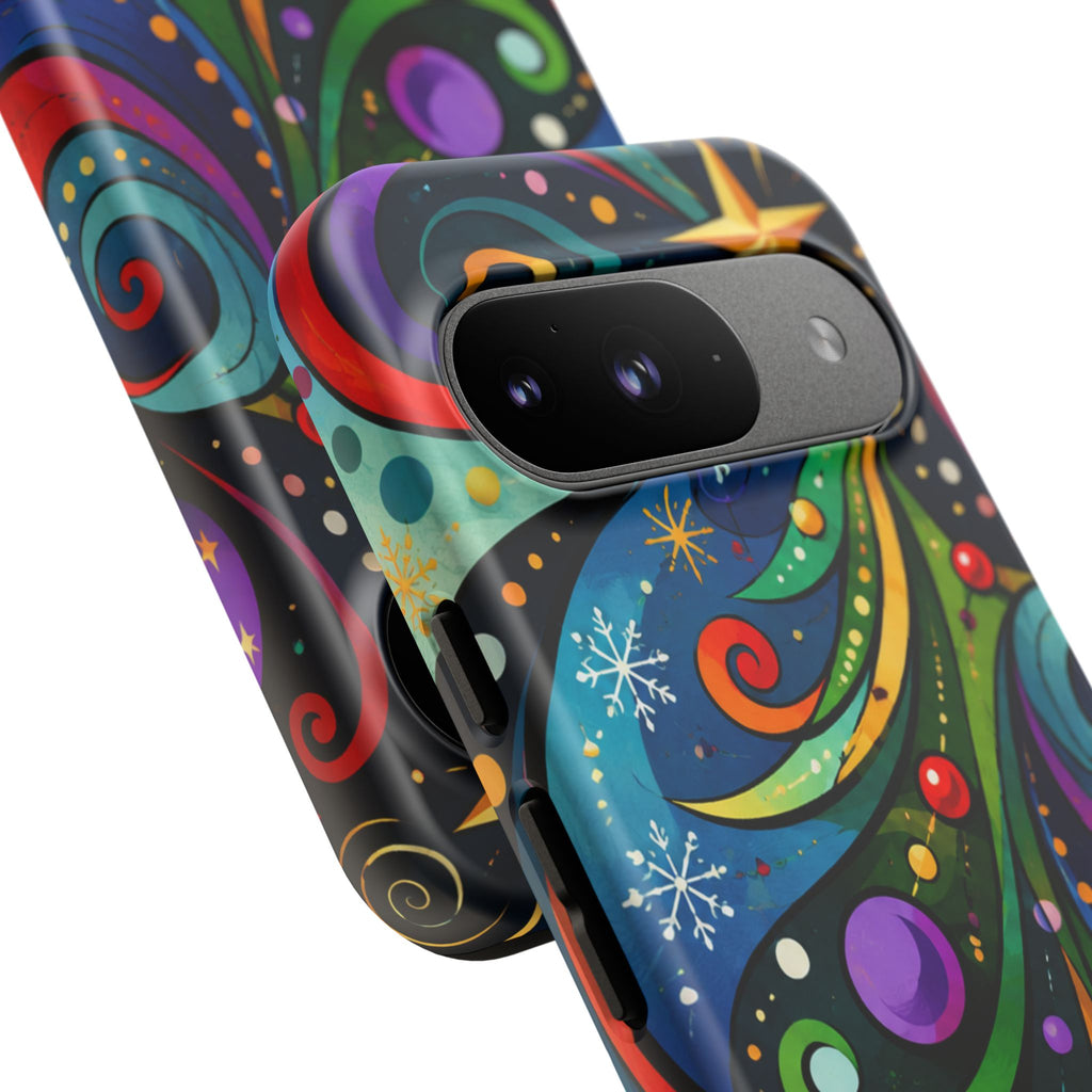Colorful Swirl Christmas Tree Tough Phone Case