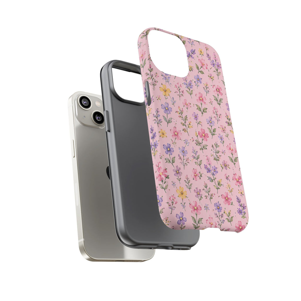 Floral Pink Tough Phone Case — Pastel Wildflower Protective Case