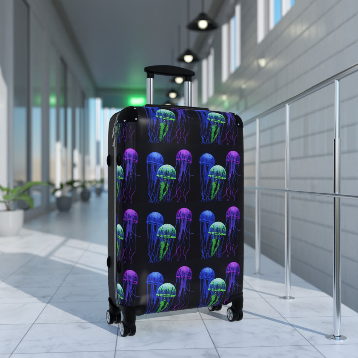Neon Jellyfish Carry-On Suitcase – Ocean Glow Luggage Cover
