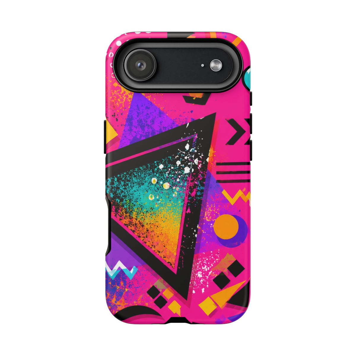 Retro 80s Geometric Phone Case — Neon Triangle Tough Case