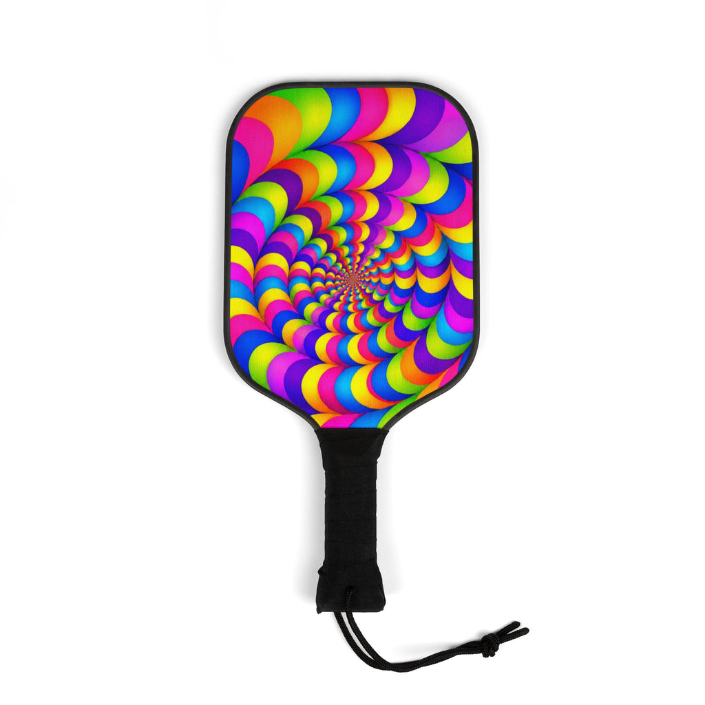 Pickleball Paddle Set — Neon Psychedelic Spiral Design Kit with Balls