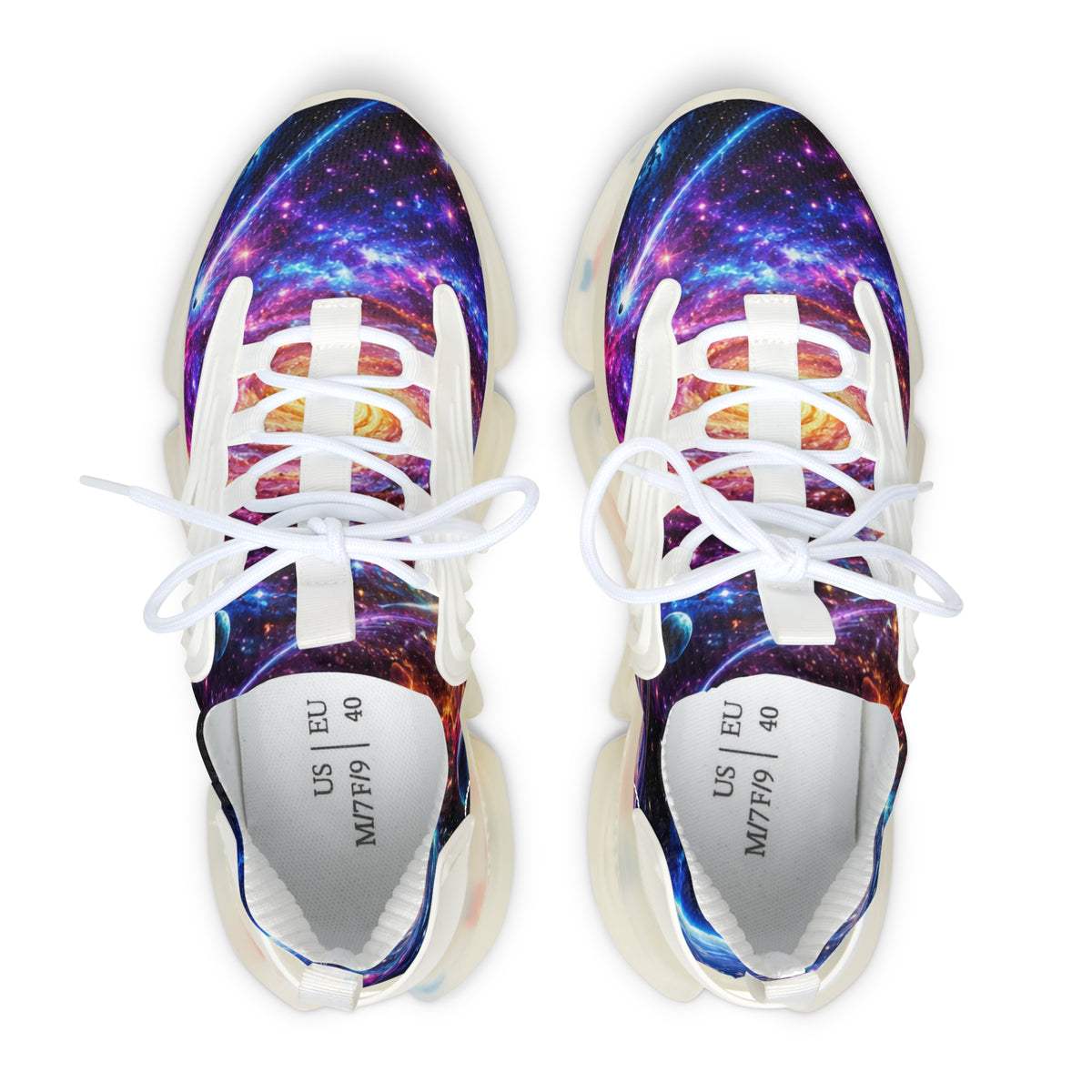 Galaxy Mesh Sneakers — Women's Space Print Athletic Shoes
