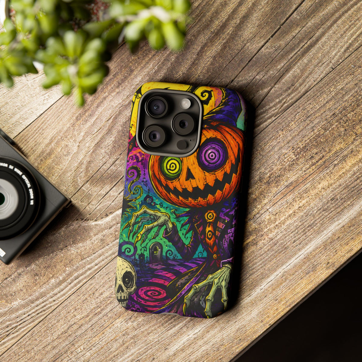 Halloween Pumpkin Skull Phone Case — Psychedelic Jack-o'-Lantern Tough Case