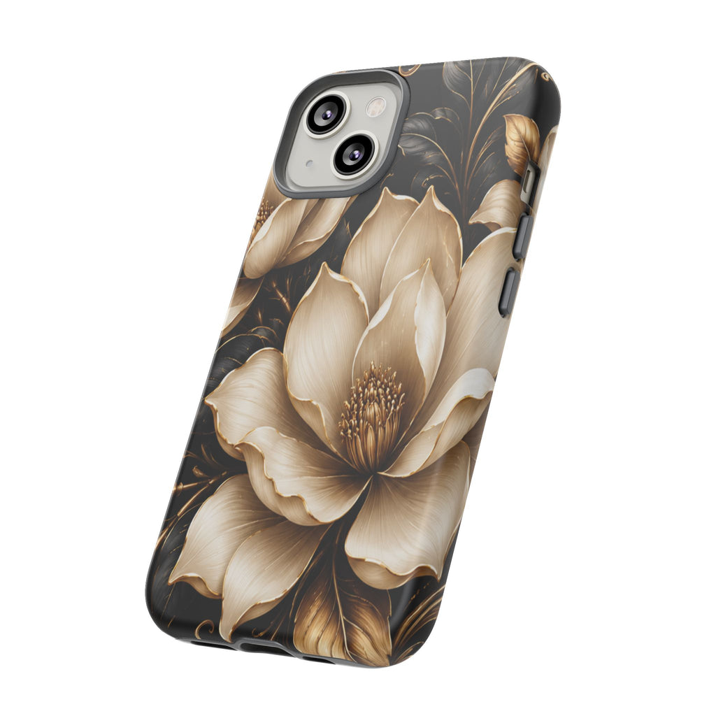 Floral Tough Case — Elegant Gold Magnolia Phone Case