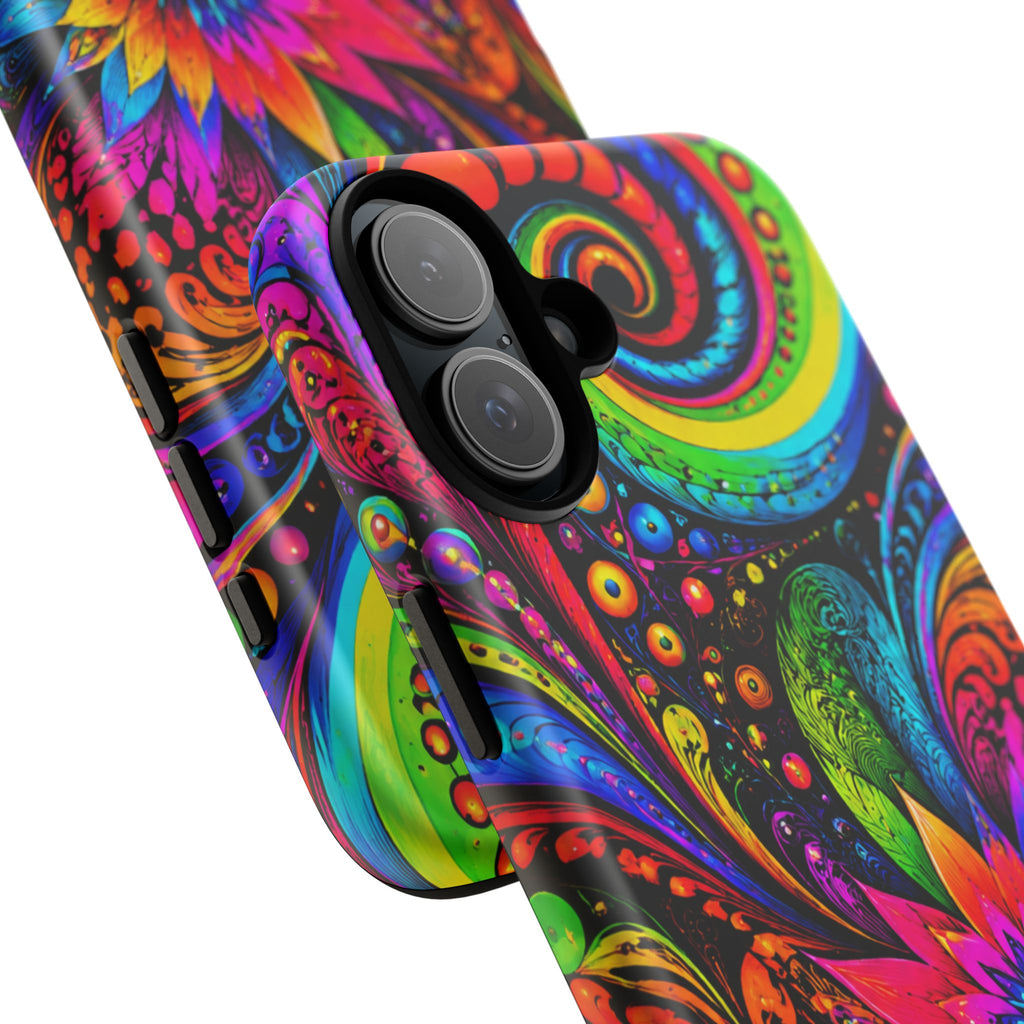Psychedelic Floral Phone Case — Vibrant Swirl Tough Protective Cover