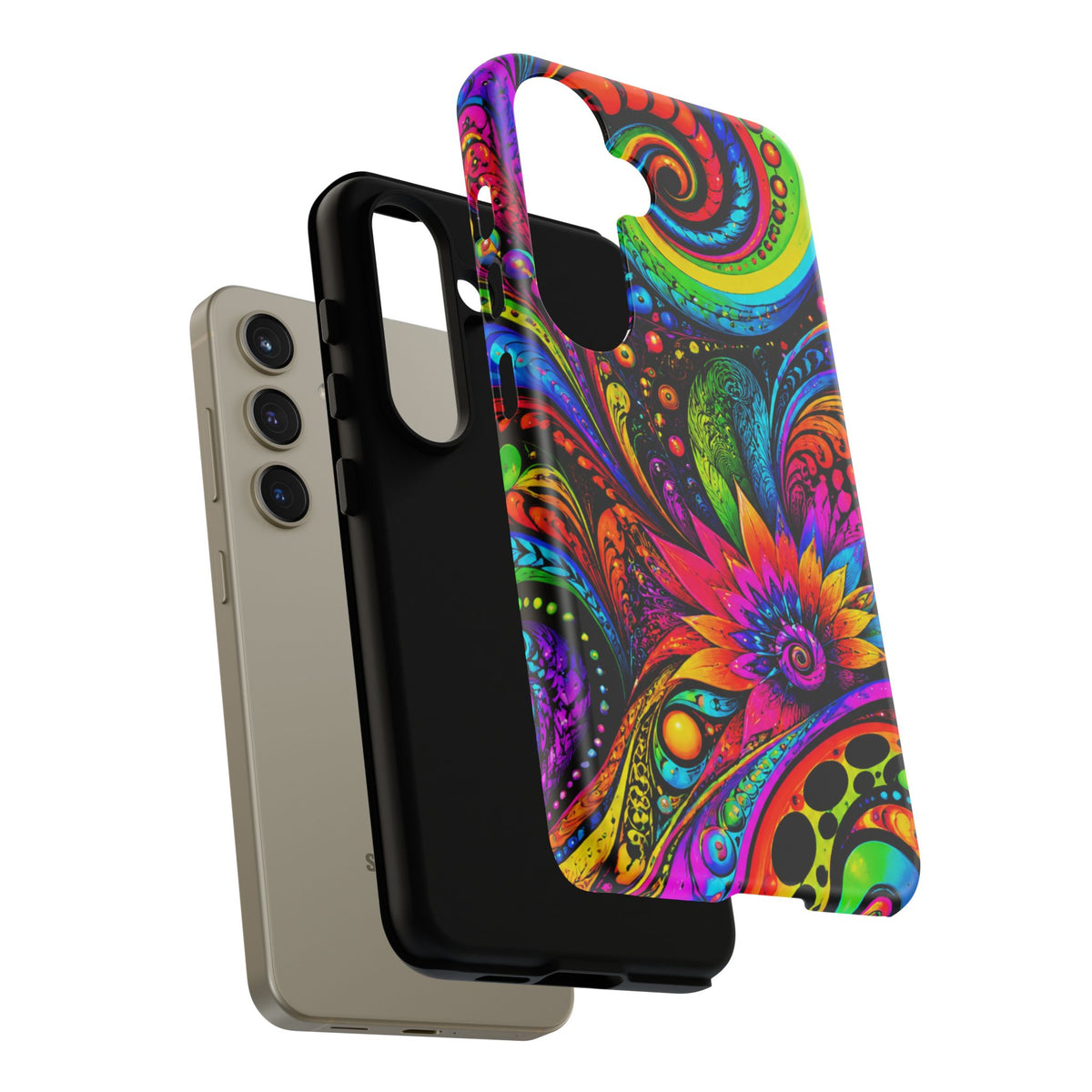 Psychedelic Floral Phone Case — Vibrant Swirl Tough Protective Cover