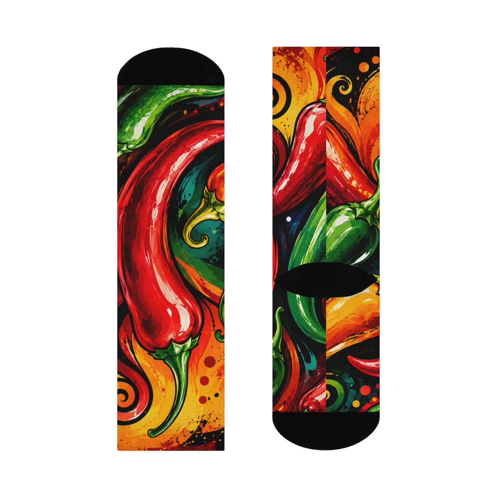 Spicy Chili Pepper Crew Socks — Colorful Artful Comfort