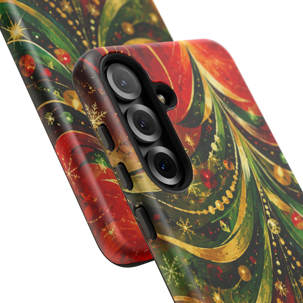 Christmas Tree Tough Phone Case — Festive Red & Green Holiday Phone Cover