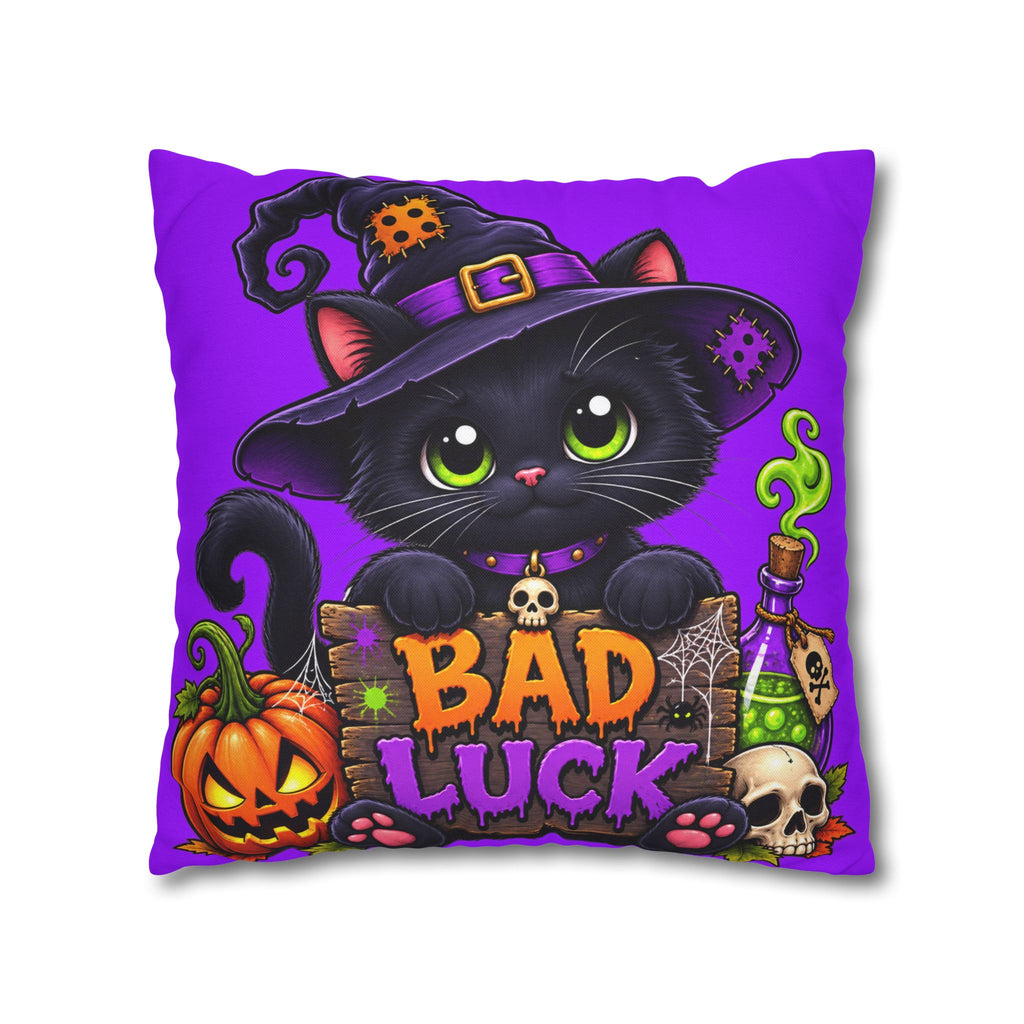 Halloween Black Cat Pillowcase — "Bad Luck" Spooky Cute Decorative Pillow