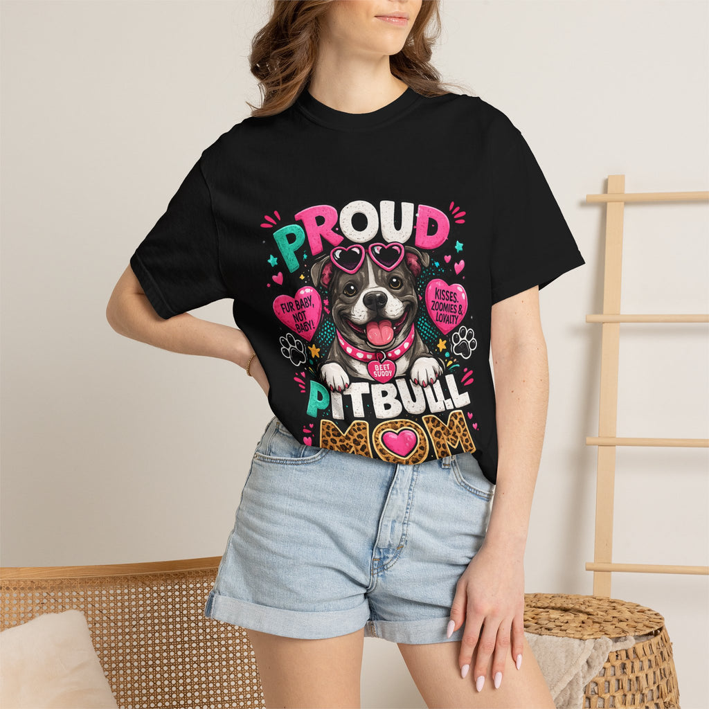 Proud Pitbull Mom T-Shirt | Cute Pitbull Illustration
