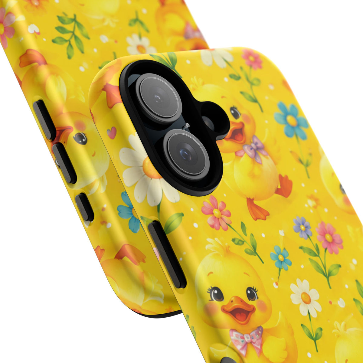 Cute Yellow Duck Pattern Phone Case — Floral Baby Duck Tough Case
