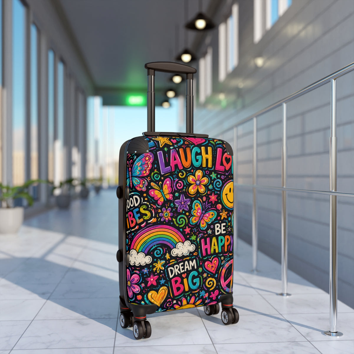 Happy Vibes Carry-On Suitcase – Colorful Dream Big Travel Luggage