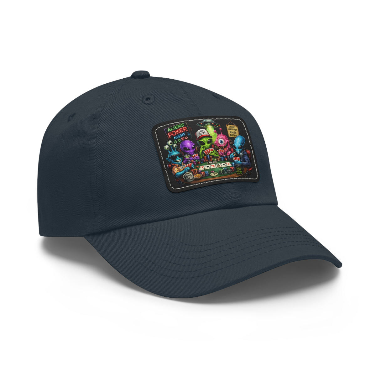 Alien Poker Crew Dad Hat | Leather Patch Baseball Cap